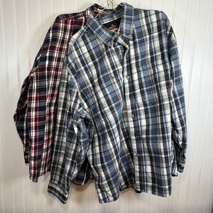 Two Ridgecut Toughwear Mens Plaid Flannel Long Sleeve Button Up Shirt Workwear